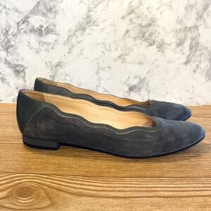 French Sole FS/NY FSNY Gray Leather Suede Ballet Flats Size 9 Made in Spain